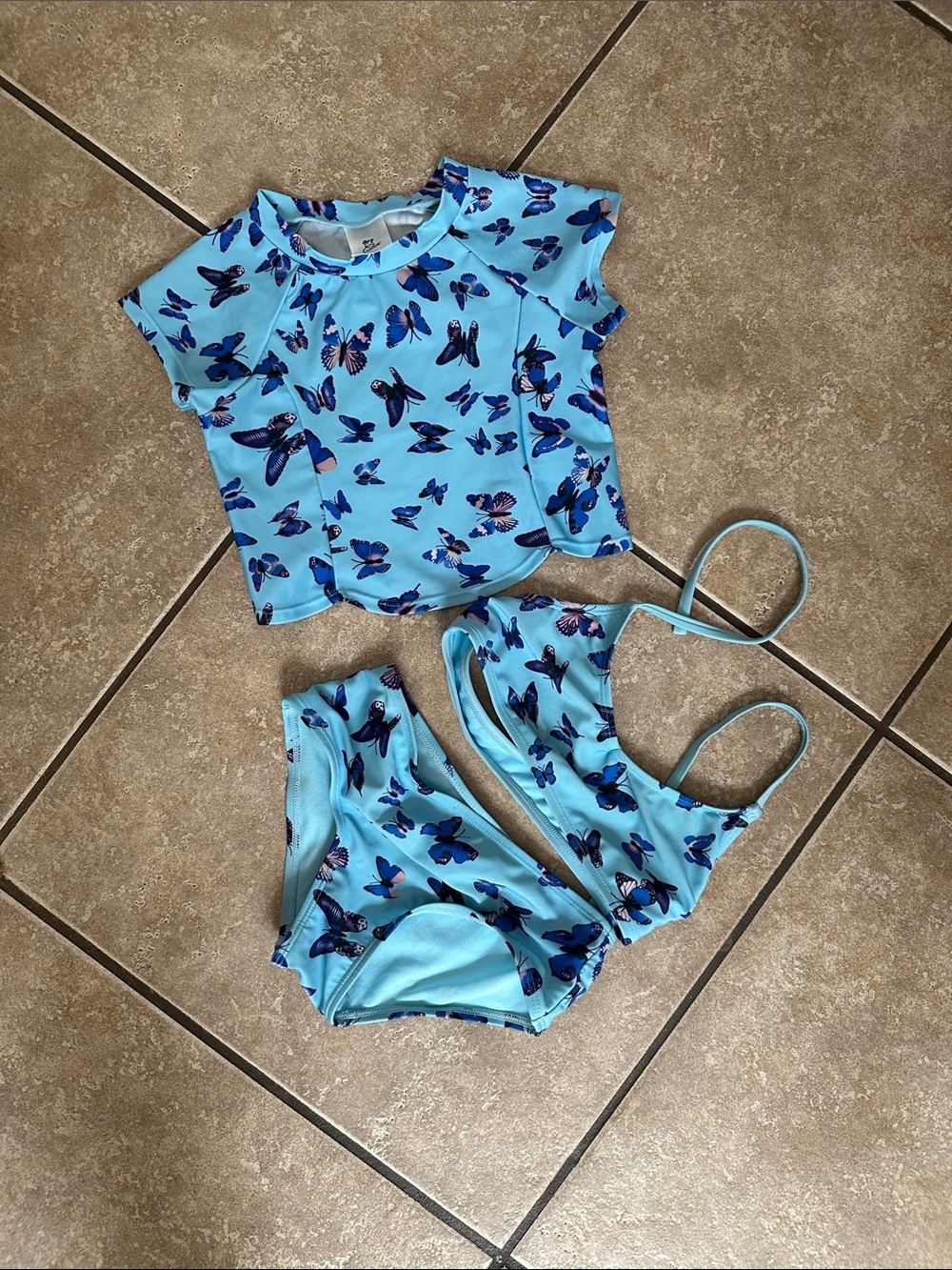 art class Light Blue Butterfly Rashguard Set - 3 piece set